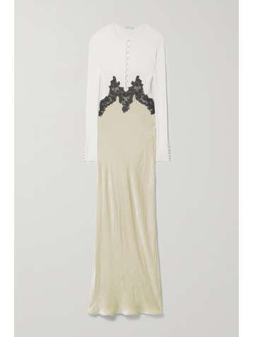 GABRIELA HEARST Abbey silk-velvet, ribbed-knit and crochet maxi dress