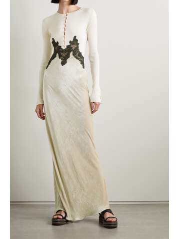 GABRIELA HEARST Abbey silk-velvet, ribbed-knit and crochet maxi dress