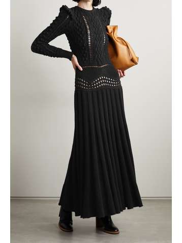 GABRIELA HEARST Borris paneled cable-knit cashmere midi dress