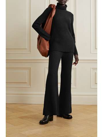 GABRIELA HEARST Miles ribbed cashmere and silk-blend bouclé flared pants