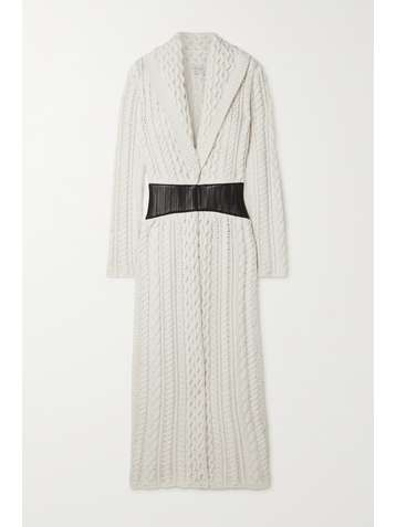 GABRIELA HEARST +NET SUSTAIN Cecilia leather-trimmed cable-knit cashmere coat