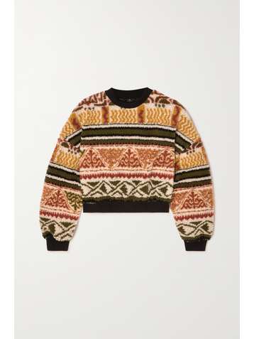 ETRO Felpa cropped Fair Isle fleece sweater