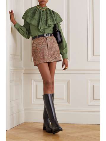ETRO Ruffled embroidered cotton-poplin blouse