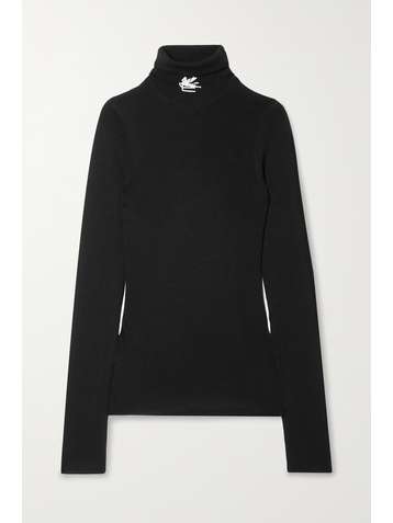 ETRO Embroidered ribbed wool turtleneck sweater