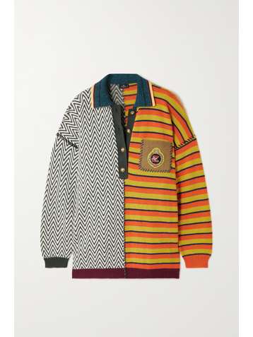 ETRO Nashville oversized appliquéd patchwork wool-blend polo shirt