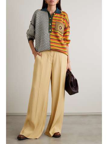 ETRO Nashville oversized appliquéd patchwork wool-blend polo shirt
