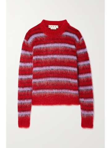 MARNI Brushed striped mohair-blend sweater