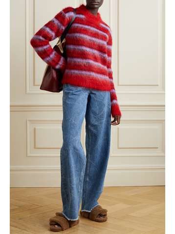 MARNI Brushed striped mohair-blend sweater