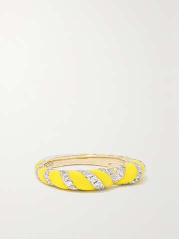 YVONNE LÉON Ring aus 9 Karat Gold mit Emaille und Diamanten