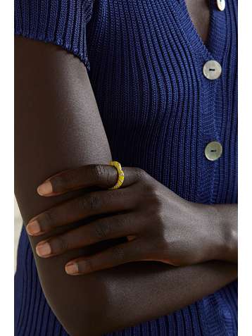 YVONNE LÉON Ring aus 9 Karat Gold mit Emaille und Diamanten