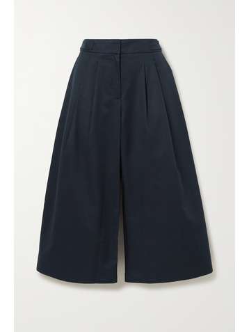 MOTHER OF PEARL Dawson cropped stretch-cotton and Lyocell-blend wide-leg pants