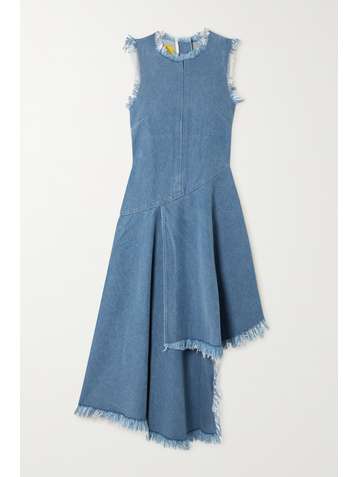 MARQUES' ALMEIDA + NET SUSTAIN asymmetric frayed denim dress
