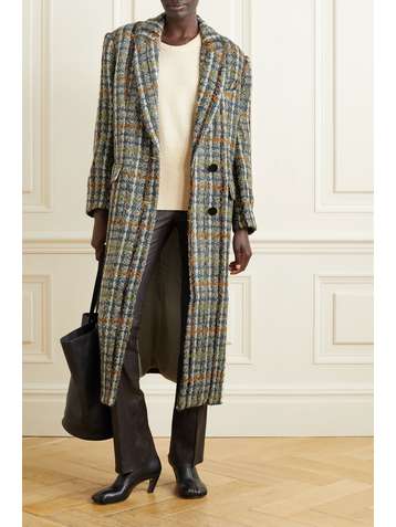 REMAIN BIRGER CHRISTENSEN Angel doppelreihiger Oversized-Mantel aus kariertem Bouclé-Tweed