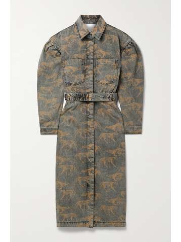 REMAIN BIRGER CHRISTENSEN Dahlia belted printed denim midi shirt dress