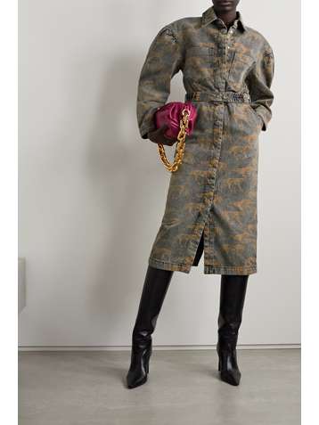 REMAIN BIRGER CHRISTENSEN Dahlia belted printed denim midi shirt dress