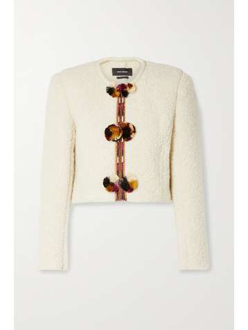 ISABEL MARANT Gradiazi pompom-embellished embroidered wool-blend bouclé jacket