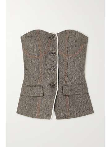 ANDERSSON BELL Keily strapless herringbone wool-blend bustier top