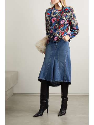 ISABEL MARANT Menelia floral-print velvet top