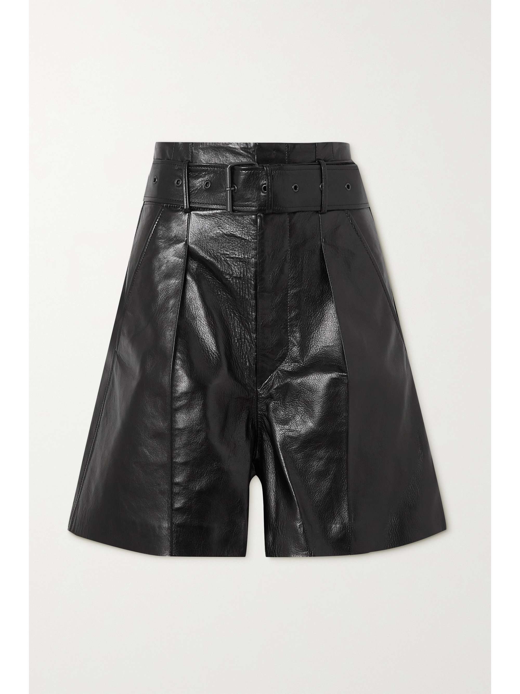Black Balilaz belted leather shorts 