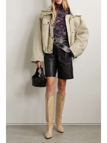 ISABEL MARANT Dellazia shearling-trimmed padded shell bomber jacket