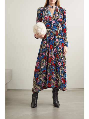 ISABEL MARANT Moyranid floral-print velvet midi dress