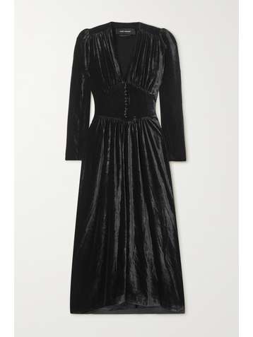 ISABEL MARANT Robe midi en velours à fronces Moyrani