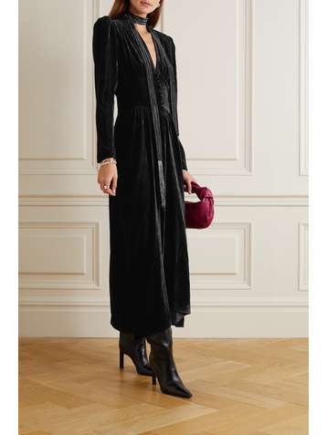 ISABEL MARANT Robe midi en velours à fronces Moyrani