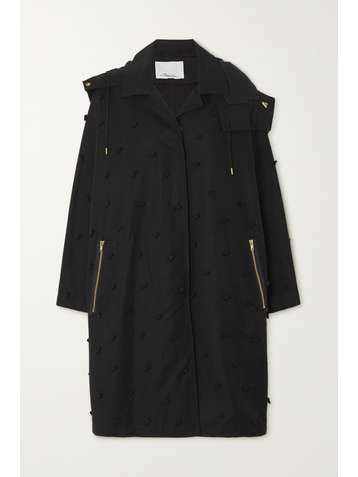 3.1 PHILLIP LIM Manteau à capuche en faille de coton mélangé à appliqués