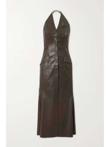 NANUSHKA Massey vegan leather halterneck midi dress