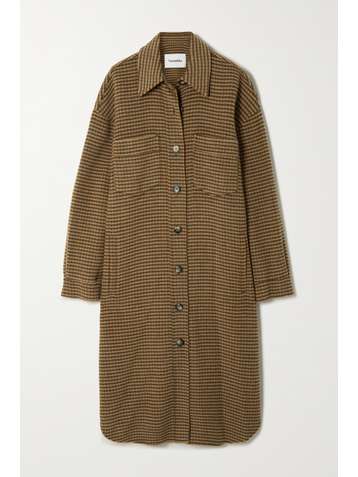 NANUSHKA Manteau oversize en laine et soie mélangées à carreaux Cruza