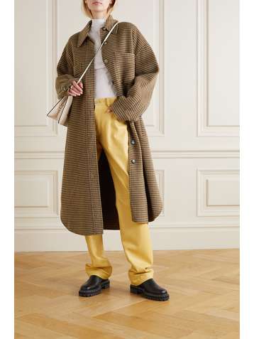 NANUSHKA Manteau oversize en laine et soie mélangées à carreaux Cruza