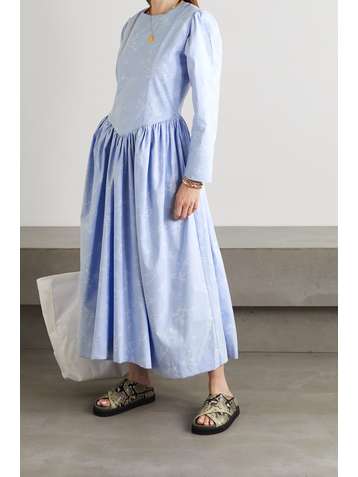 SINDISO KHUMALO Robe midi en chambray de coton imprimé Miss Lucie - The Vanguard