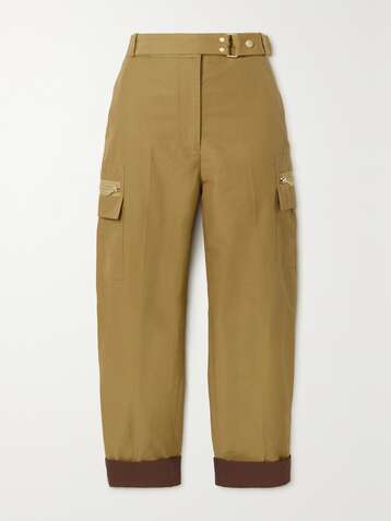 3.1 PHILLIP LIM Pantalon raccourci fuselé en faille de coton mélangé et tissu technique à ceinture