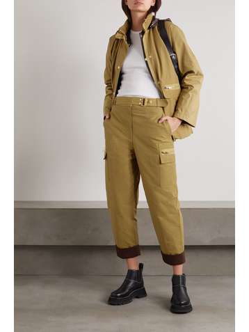 3.1 PHILLIP LIM Pantalon raccourci fuselé en faille de coton mélangé et tissu technique à ceinture