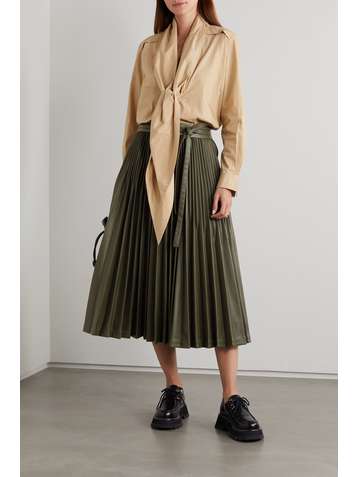 3.1 PHILLIP LIM Jupe plissée midi en cuir vegan à ceinture