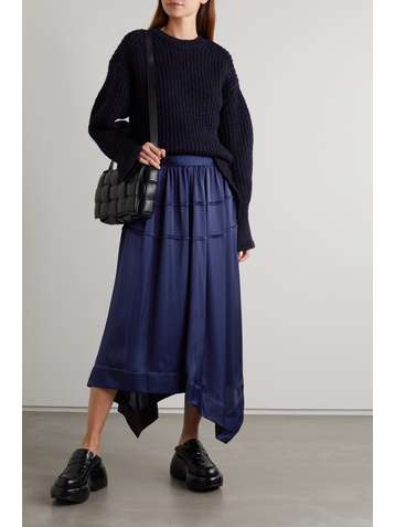 3.1 PHILLIP LIM Jupe midi asymétrique en satin à plis nervures