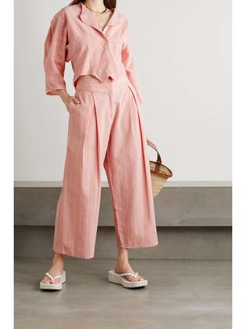 SINDISO KHUMALO Pantalon large en coton à rayures Dolly - The Vanguard