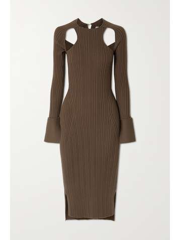 3.1 PHILLIP LIM Robe midi en laine mélangée côtelée à découpes