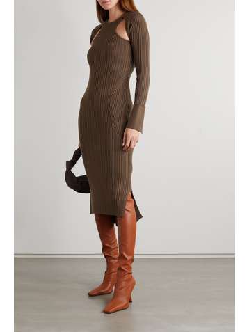 3.1 PHILLIP LIM Robe midi en laine mélangée côtelée à découpes