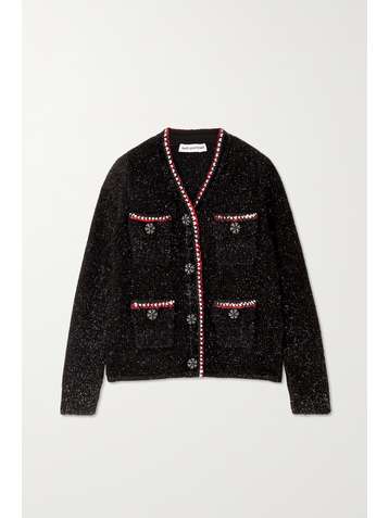 SELF-PORTRAIT Embellished metallic knitted cardigan