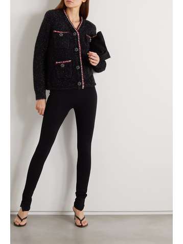 SELF-PORTRAIT Embellished metallic knitted cardigan