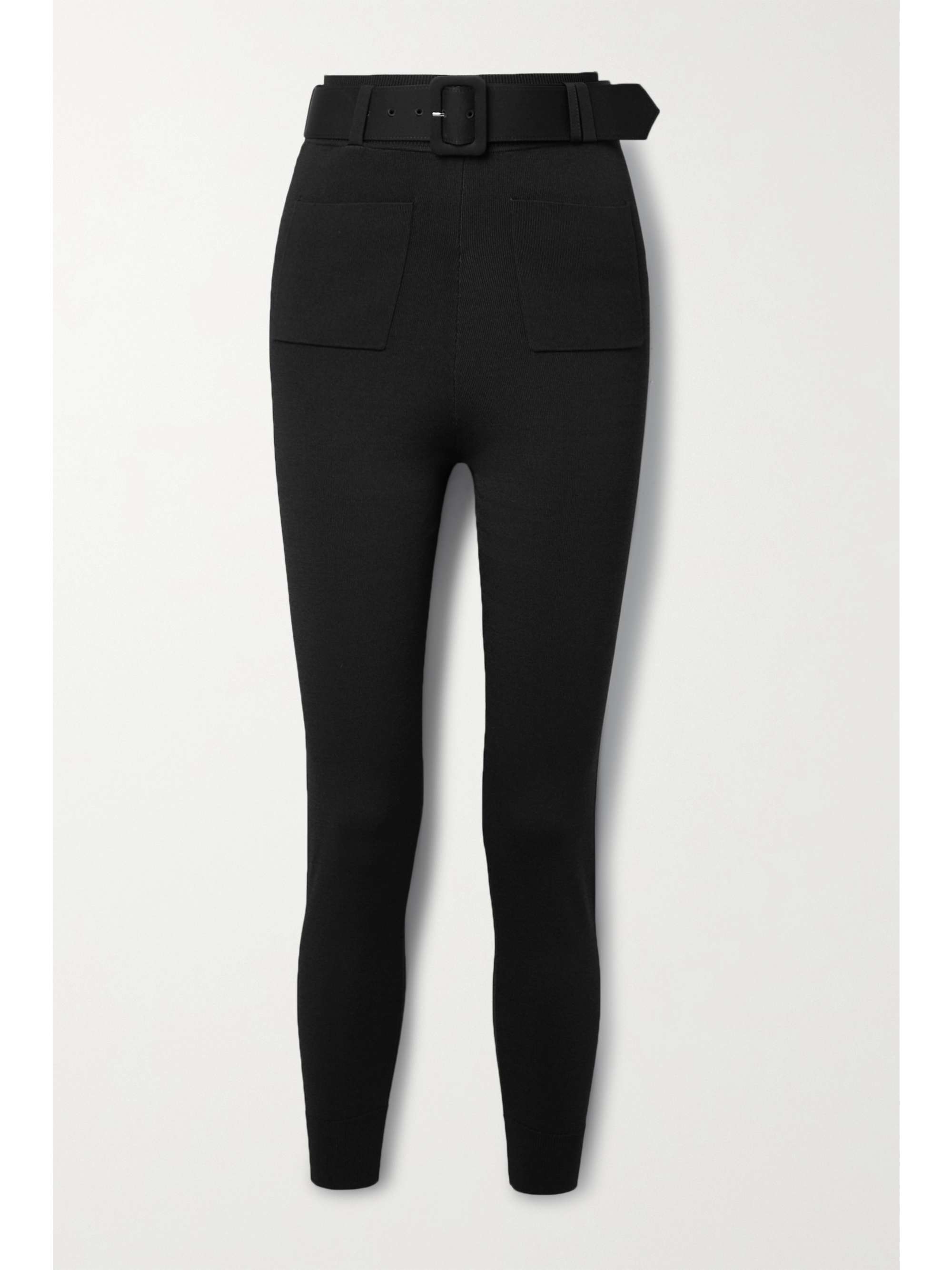 Black Belted stretch-ponte skinny pants 