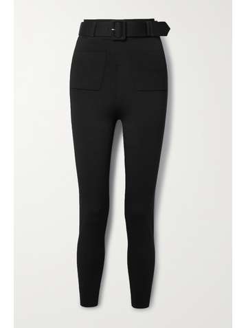 SELF-PORTRAIT Belted stretch-ponte skinny pants