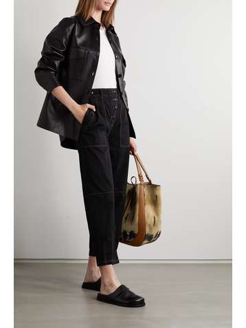 ULLA JOHNSON Jupiter topstitched cotton-twill tapered pants