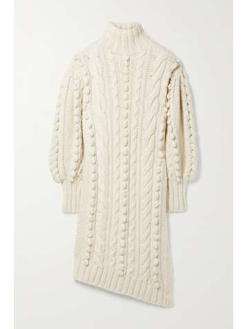 ULLA JOHNSON Frida asymmetric cable-knit wool turtleneck tunic