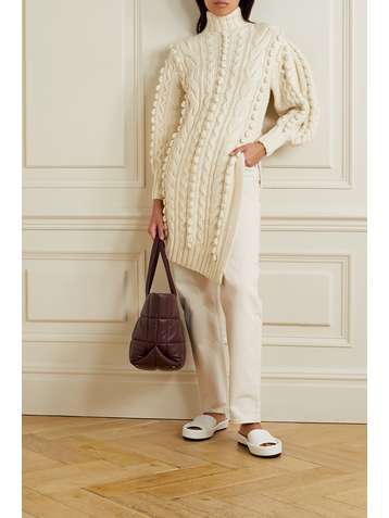 ULLA JOHNSON Frida asymmetric cable-knit wool turtleneck tunic