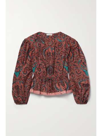 ULLA JOHNSON Miyera printed cotton-poplin blouse