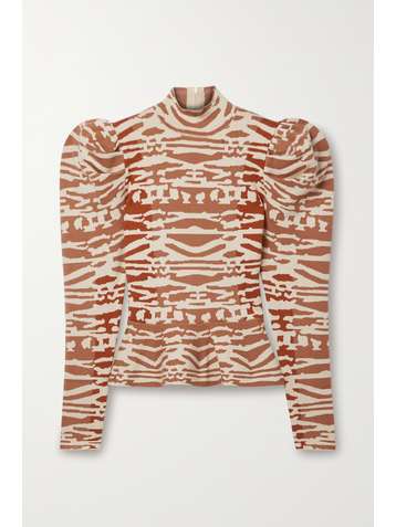 ULLA JOHNSON Valentina wool-jacquard peplum sweater