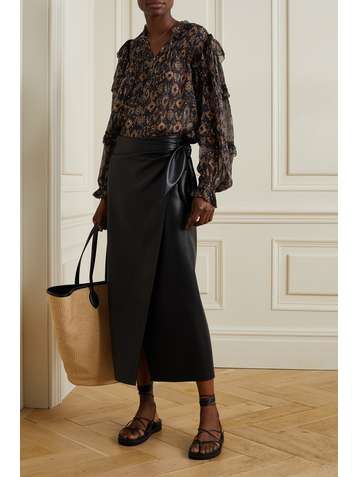 ULLA JOHNSON Miray ruffled printed fil coupé silk-blend blouse