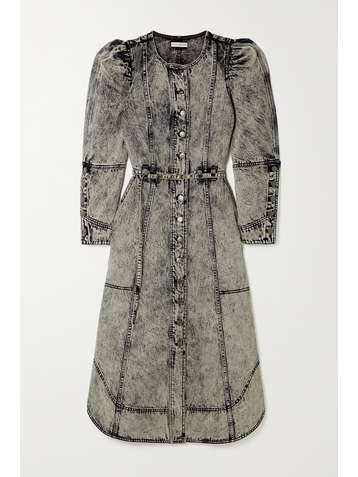 ULLA JOHNSON Starr belted acid-wash denim midi dress